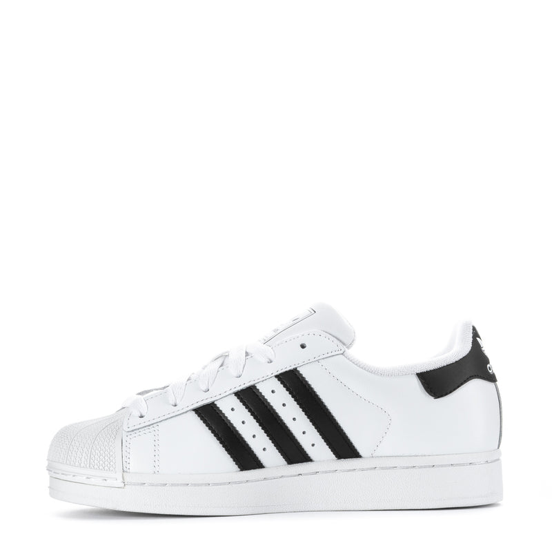 adidas Superstar II youth sneakers, white with black 3-Stripes and lace-up front