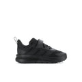 Toddler black running shoes with lace-up upper and adjustable strap