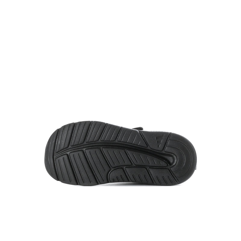 Toddler black outsole with textured tread pattern and cushioned heel