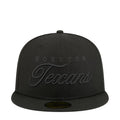 Black baseball cap with embroidered Houston Texans script logo on front