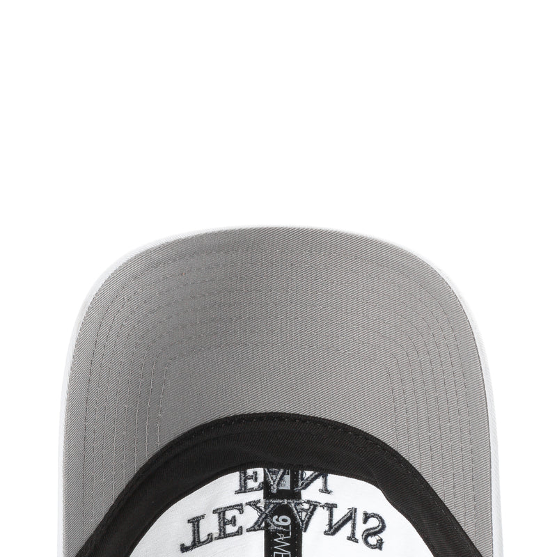 Baseball cap crown with inner black band and stitched graphic detail