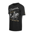 Men's black western graphic tee with Texas cursive, Rangers text, and horse