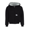Youth reversible thermal hoodie, black front with gray hood lining and zipper