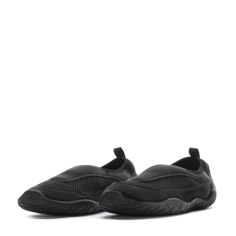 Pair of black slip-on water shoes with elastic collar