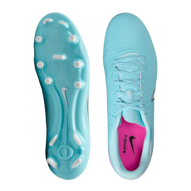 Light blue soccer cleat outsoles, round studs for multi-ground (MG) traction