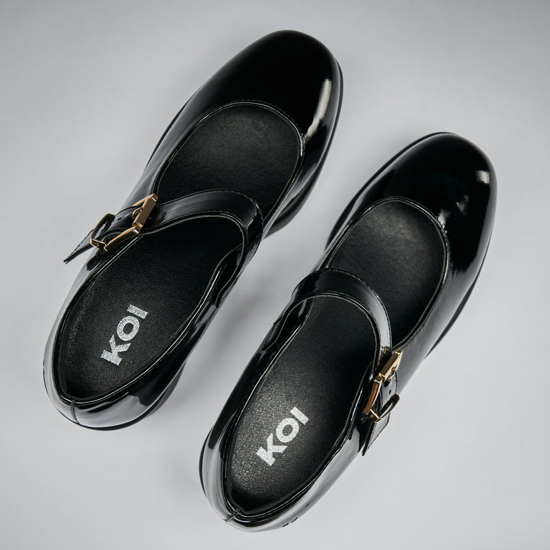 TIRA Black Mary Jane Shoes 'Patent Edition' top view