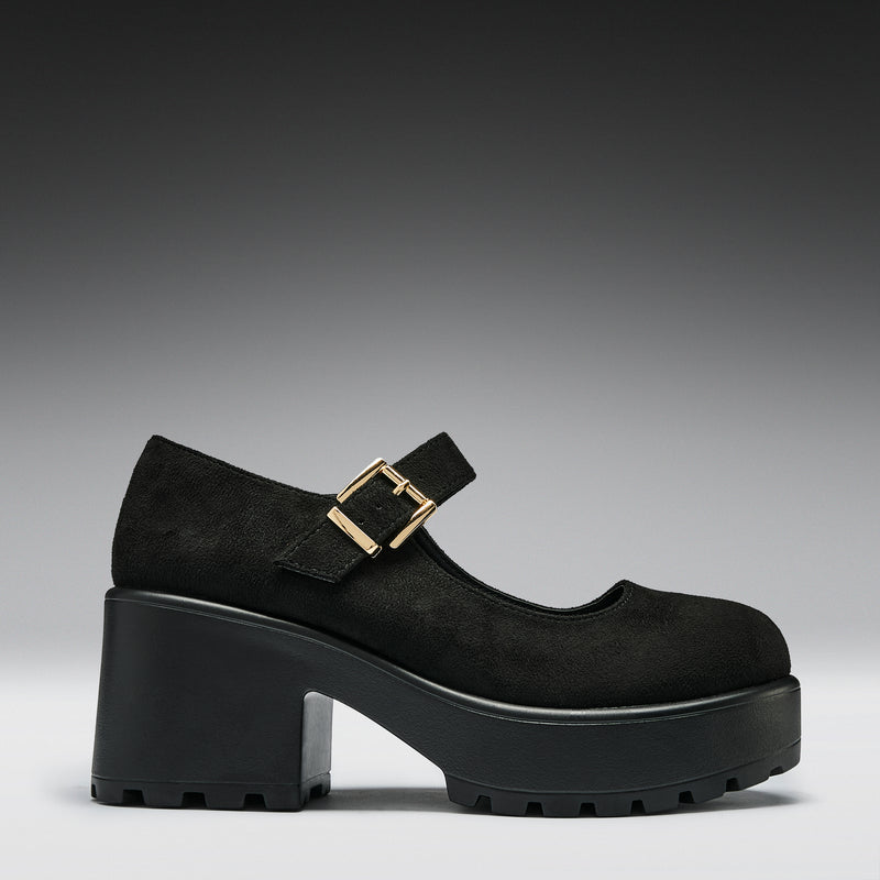 TIRA Black Mary Jane Shoes 'Suede Edition' right side view