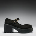 TIRA Black Mary Jane Shoes 'Suede Edition' right side view