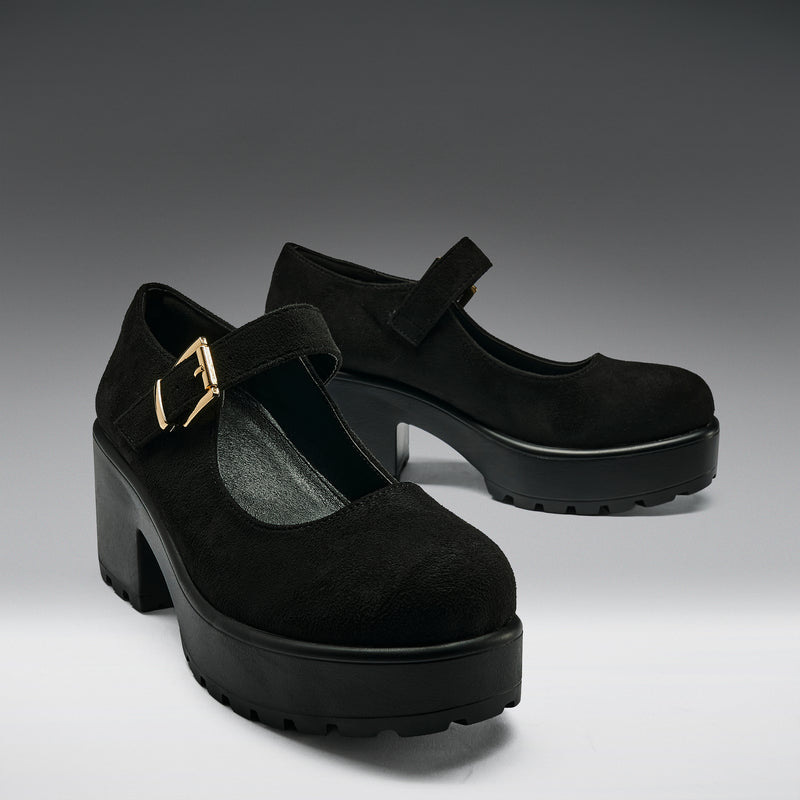 TIRA Black Mary Jane Shoes 'Suede Edition' front right side