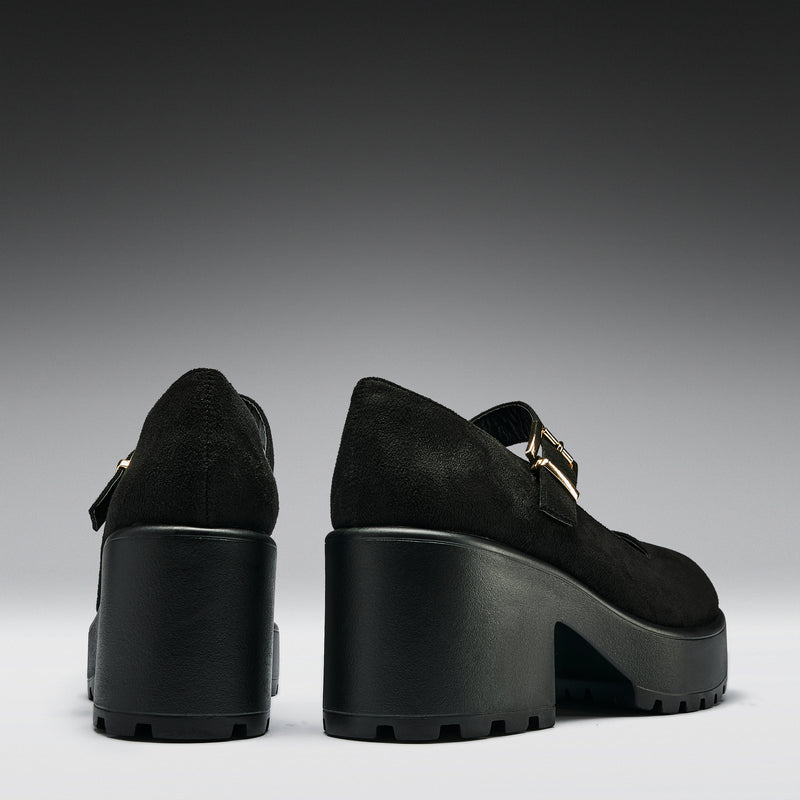 TIRA Black Mary Jane Shoes 'Suede Edition' back side view