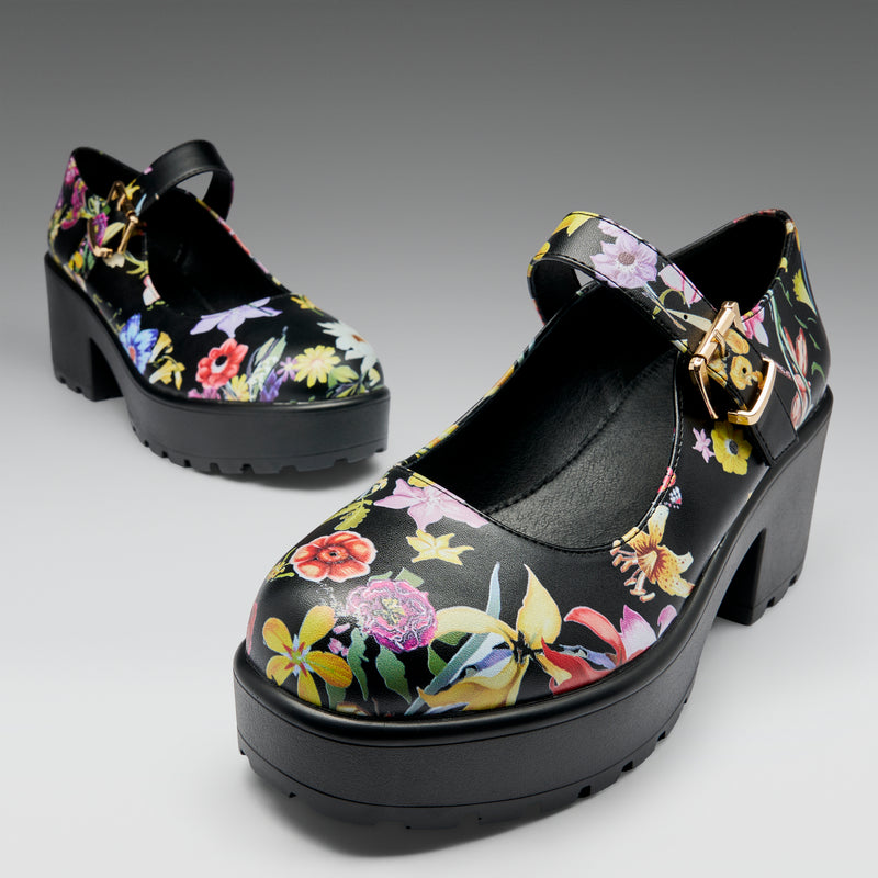 Tira Mary Jane Shoes 'Floral Edition' Left Shoe Focused