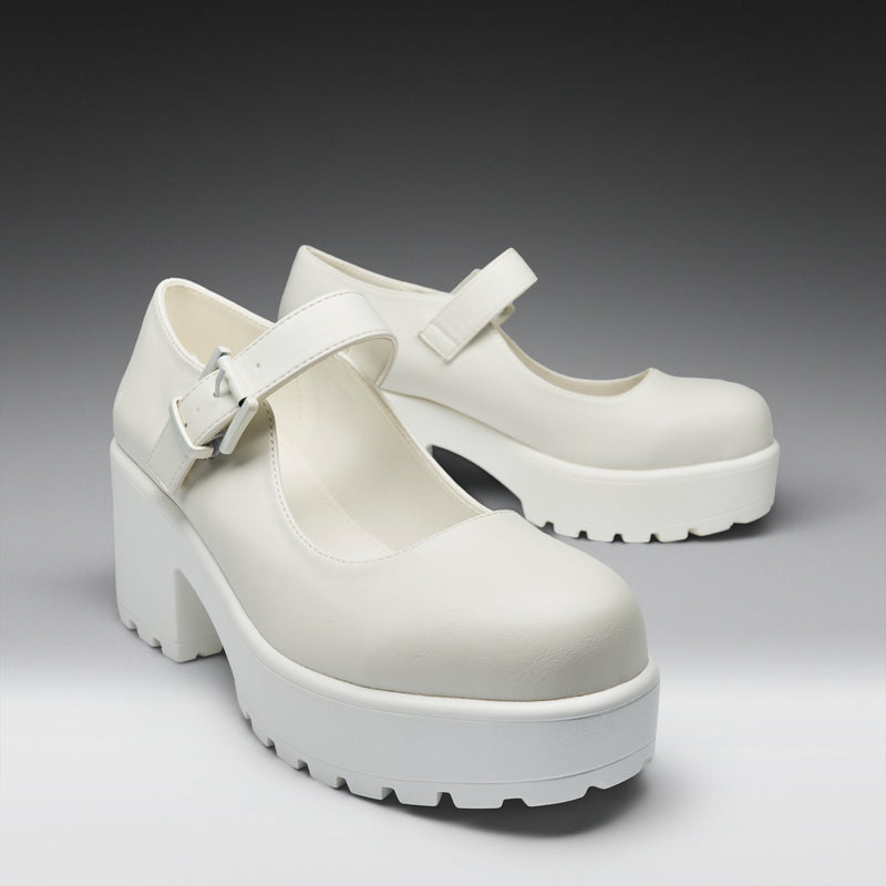 Tira Mary Jane Shoes 'White Washout Edition' front right view