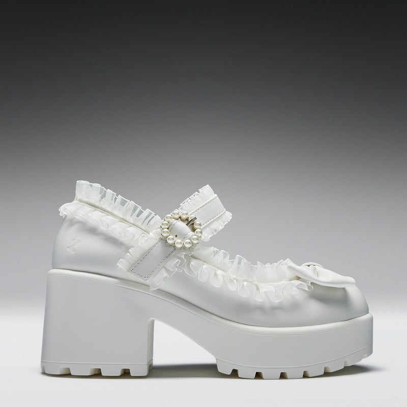 Tira Ruffle Mary Janes ‘ Porcelain Delights Edition’ right side view
