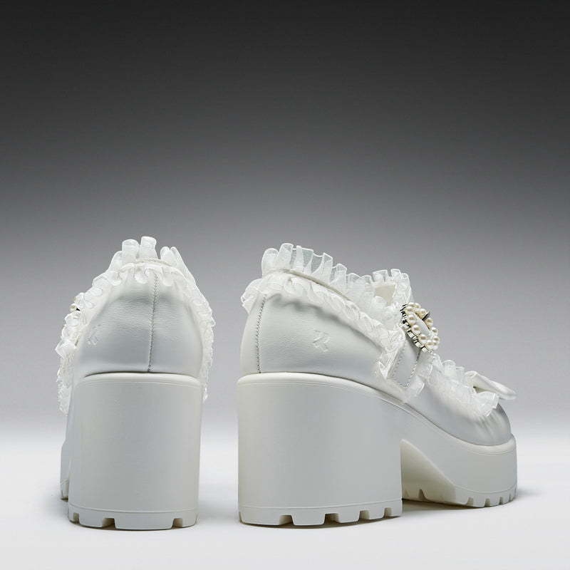 Tira Ruffle Mary Janes ‘ Porcelain Delights Edition’ back view