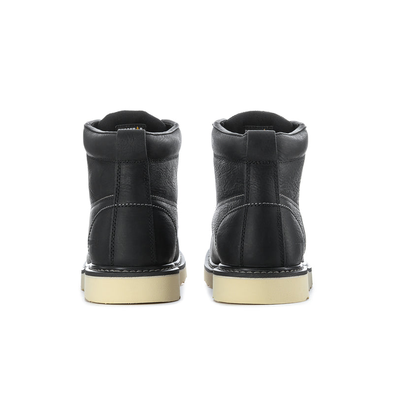 Men's black ankle boots with back pull tab and cream sole stripe