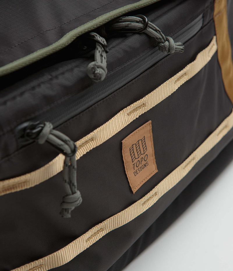 Topo Designs Mountain 40L Duffel Bag in Black and Neutral