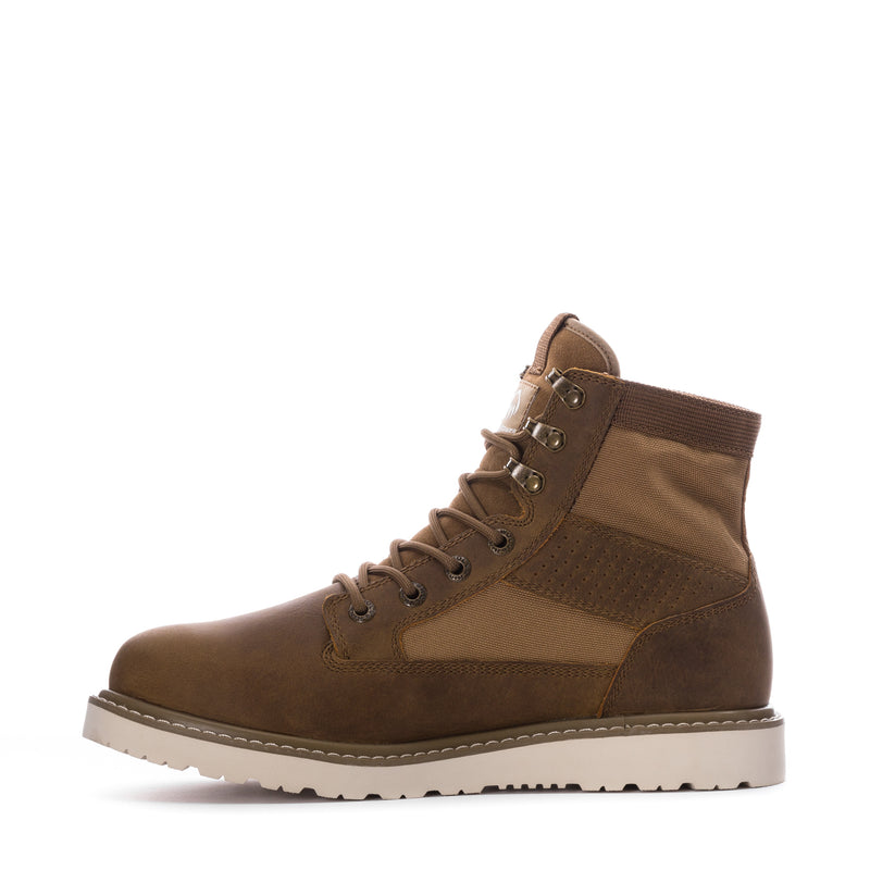 Men's coyote composite-toe ankle boot with lace-up front and padded collar