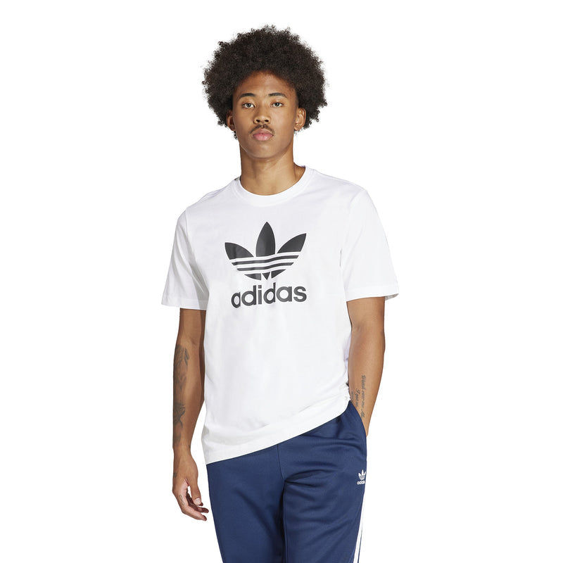 Men's white adidas trefoil logo T-shirt, crew neck, short sleeves