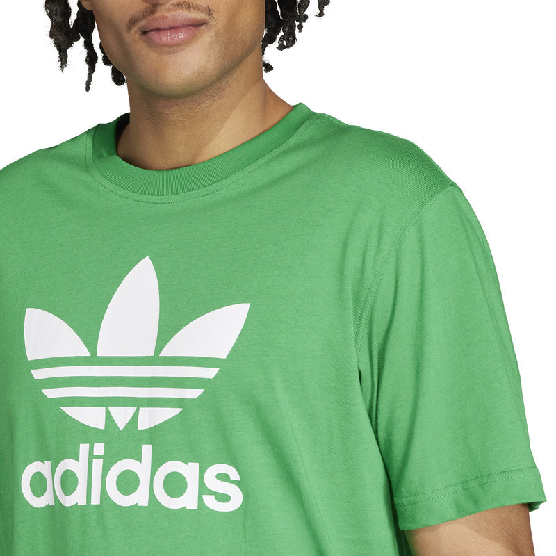 Green adidas Trefoil and adidas logo print t-shirt, crew neck short sleeves