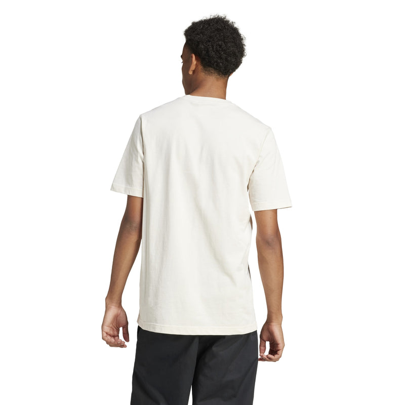 White back of crew-neck short-sleeve T-shirt with no visible graphics