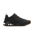 Men's black lace-up sneakers with air-cushion sole and gum outsole