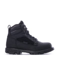 Men's steel toe waterproof work boot, black lace-up with side pull loop