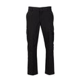 Black men's twill cargo pants with buttoned waistband and belt loops
