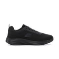 Men's black lace-up sneaker with Skechers S logo and textured rubber sole