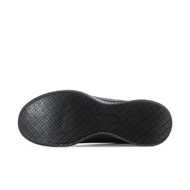 Men's black sneaker outsole tread with diamond pattern and center logo