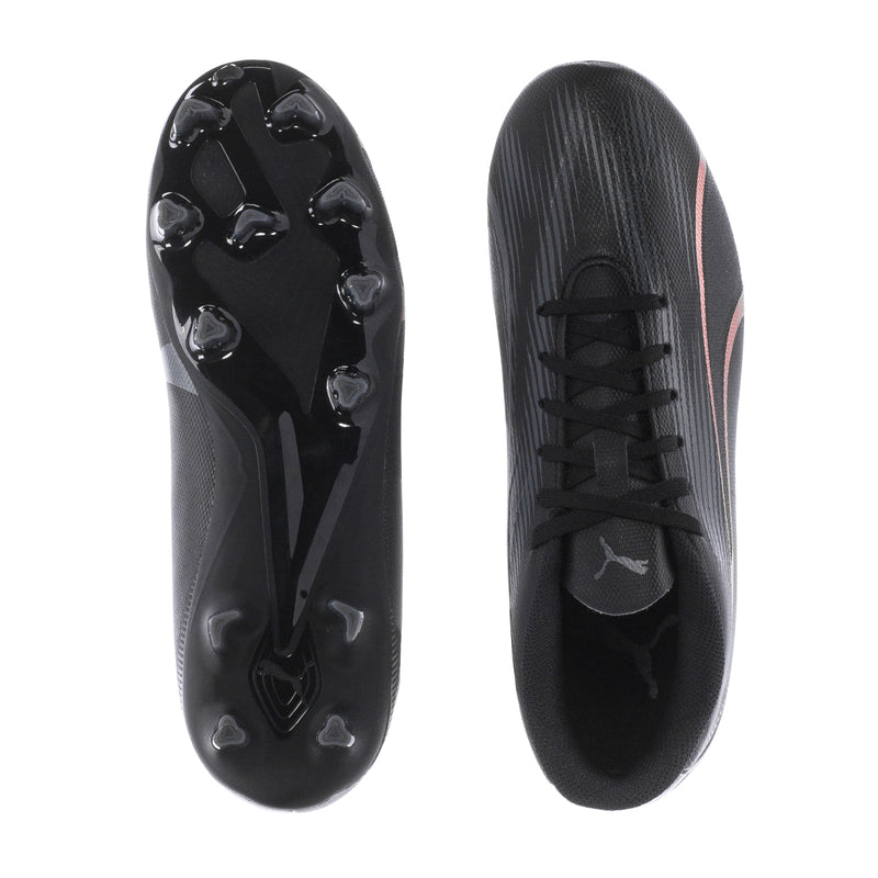 Youth Puma FG/AG cleats, black outsole with round studs, black laces
