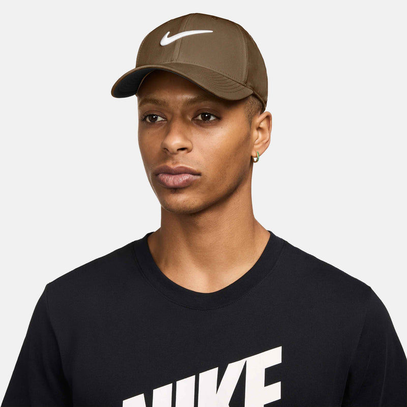 Unisex Dri-FIT Club Structured Swoosh Cap in Mosswood Brown/White