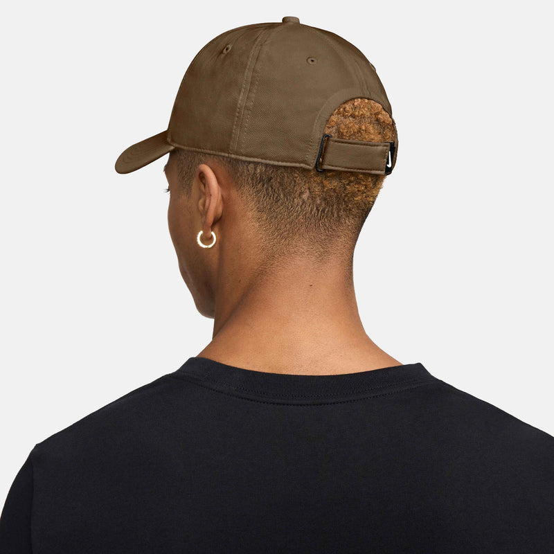 Unisex Dri-FIT Club Structured Swoosh Cap in Mosswood Brown/White