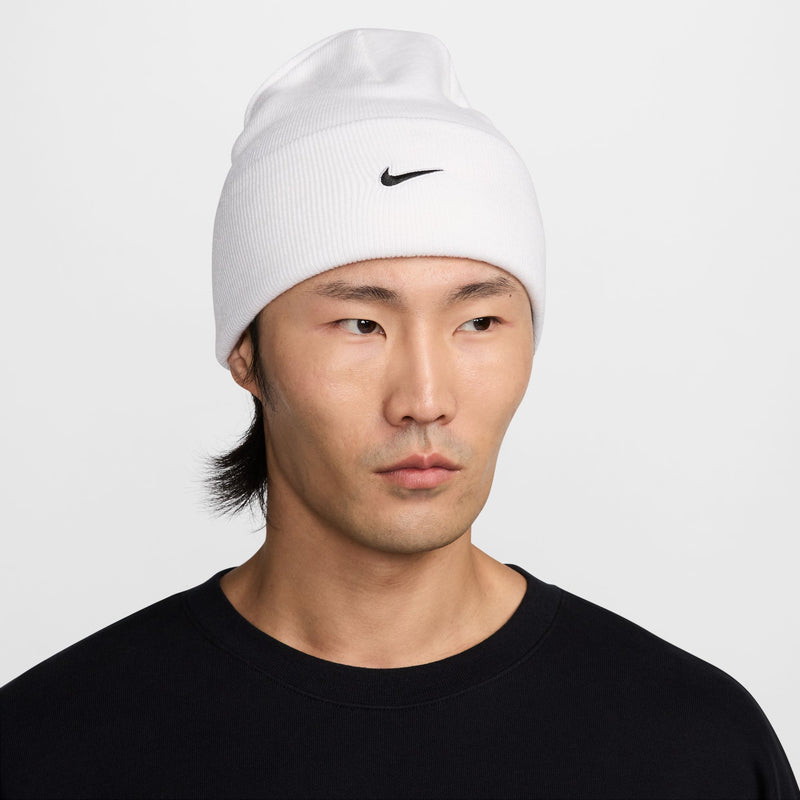 Unisex Peak Futura Beanie in White/Black