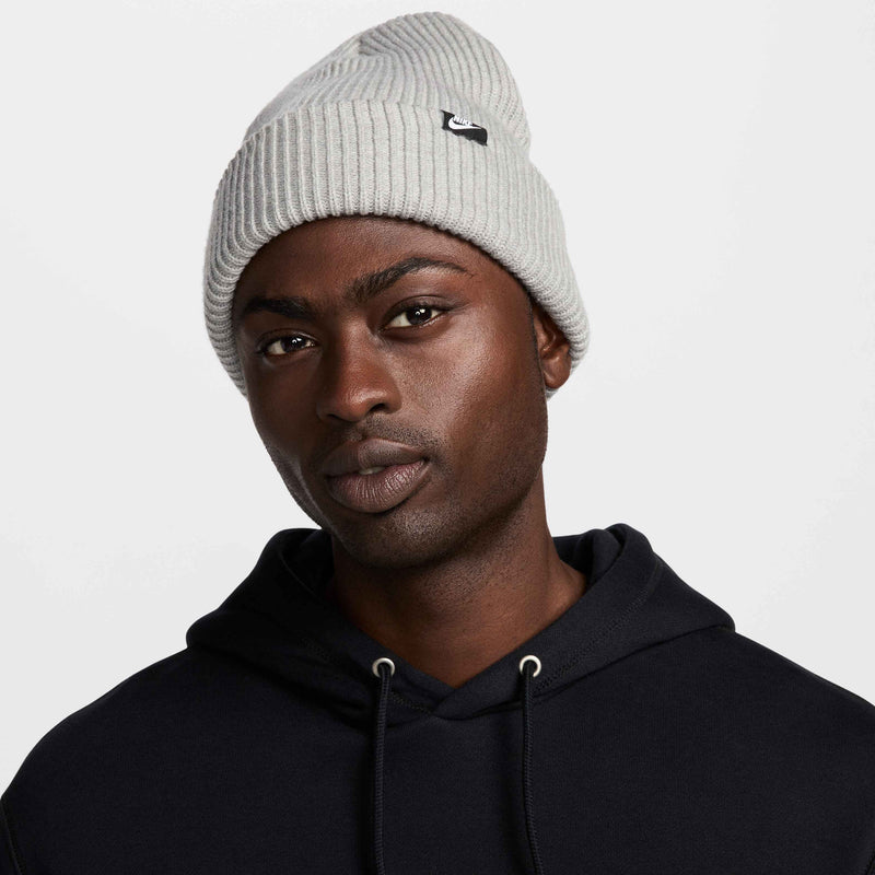 Unisex Peak Tall Cuff Futura Beanie in Dk Grey Heather