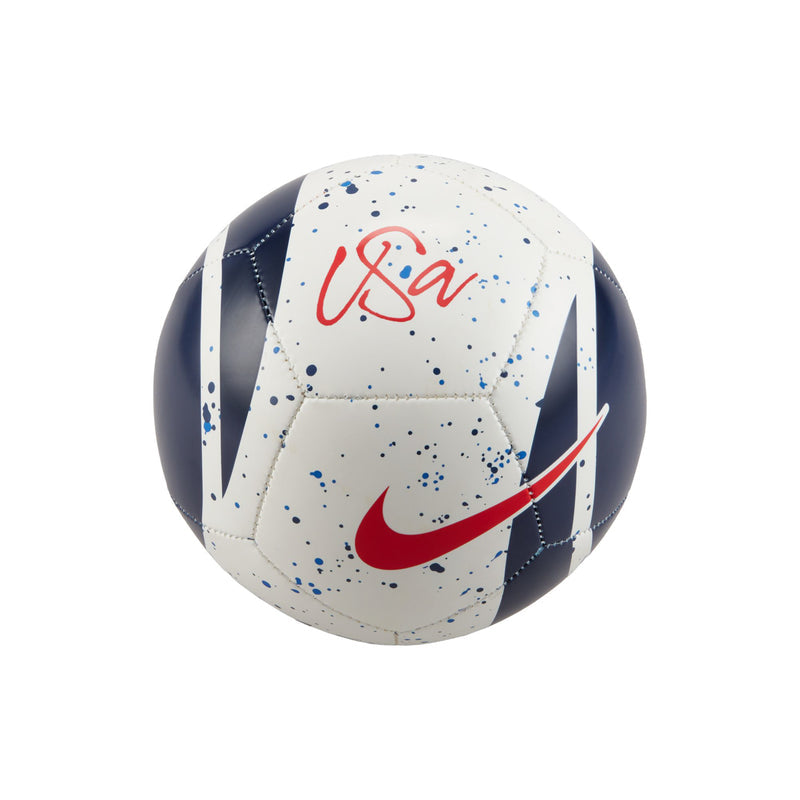 USA skills mini soccer ball, white with blue/red splatter, U.S.A script and Nike swoosh