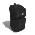 Black utility sling bag with front zip pockets and small logo patch
