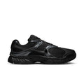 Men's black and gray athletic sneaker with silver Swoosh, mesh upper, rubber sole