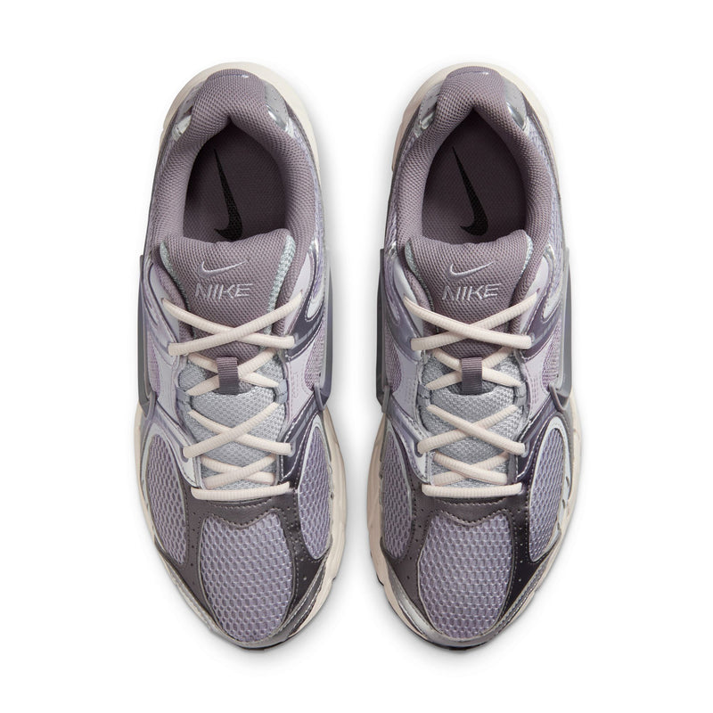 Nike lace-up running sneakers, gray mesh upper with off-white midsoles