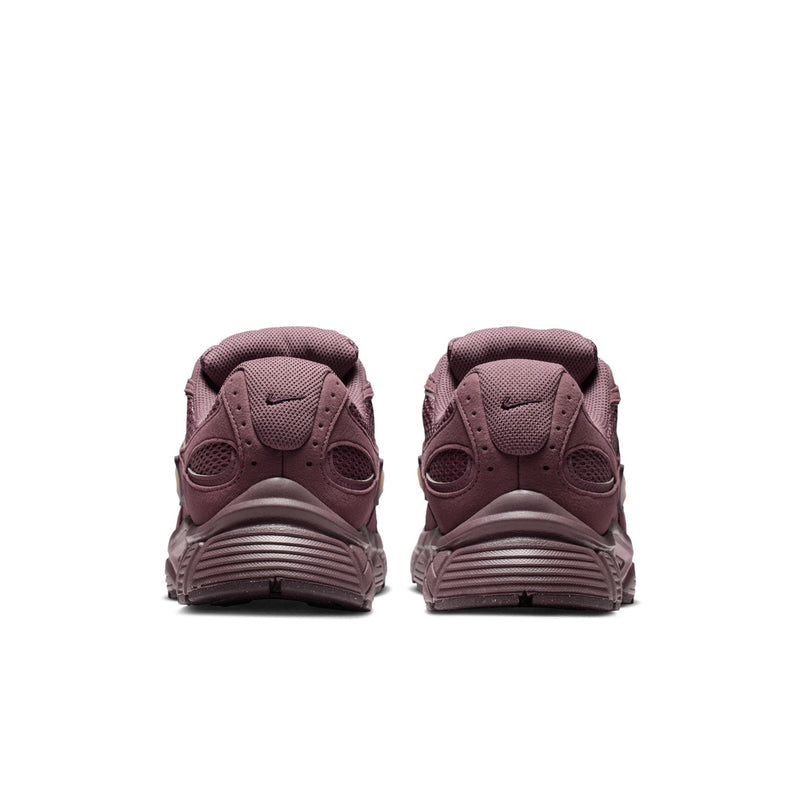 Men's athletic sneakers, dusty mauve, rear view with heel cushioning and pull tab