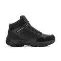 Men's black mid-top hiking boots with lace-up closure and padded collar