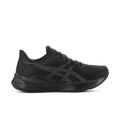 Men's black running shoe with gray ASICS-style side logo and lace-up design