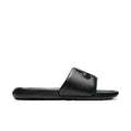 Men's black slide sandals with Nike logo on strap