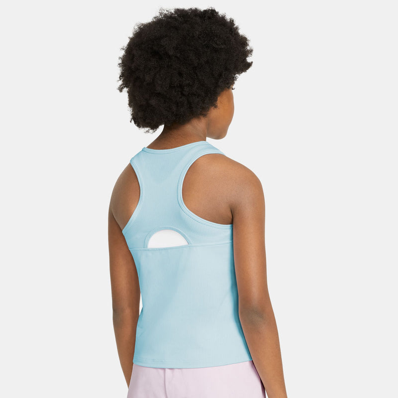 Victory Big Kids' (Girls') Dri-FIT Tennis Tank in Glacier Blue/Glacier Blue/Black
