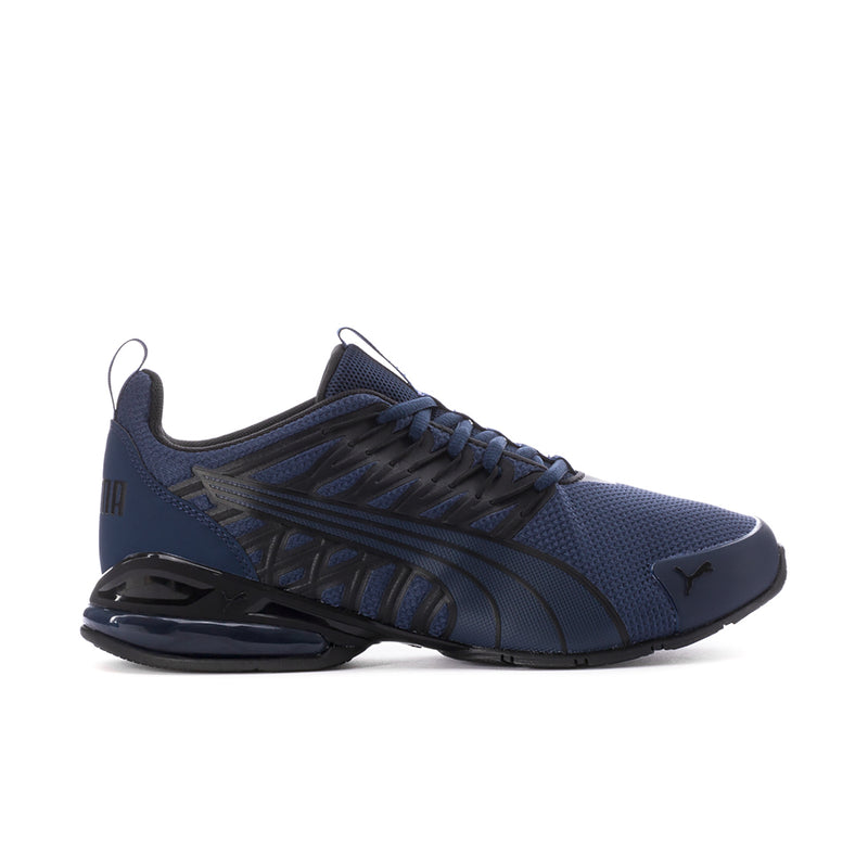 Men's navy and black athletic sneakers with Air-cushion sole and mesh upper