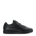 Men's black low-top sneakers, side profile with lace-up eyelets and side panel
