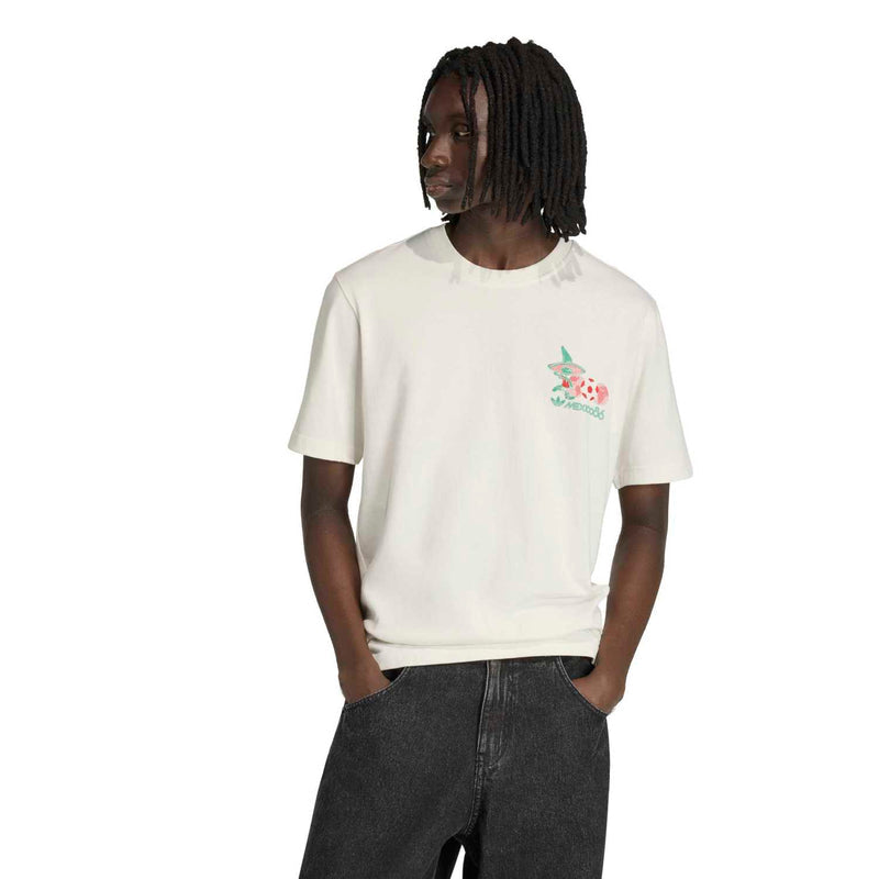 Cloud white men’s mascot T-shirt with small multicolor chest logo graphic
