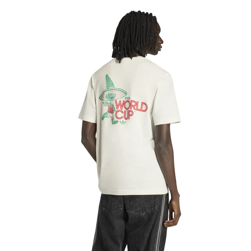 Cloud white men’s mascot T-shirt with large FIFA World Cup logo on back