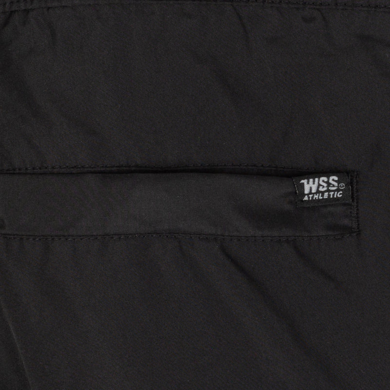 Black wind pant hem with WSS Athletics label