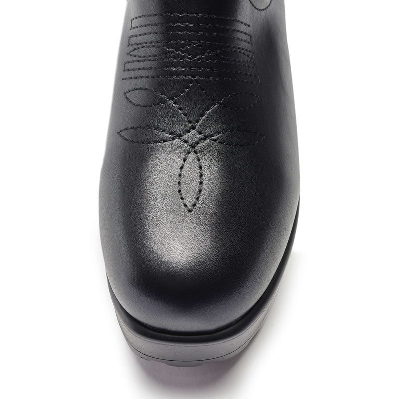 WINTU Long Chunky Western Boots - Long Boots - KOI Footwear - Black - Top View