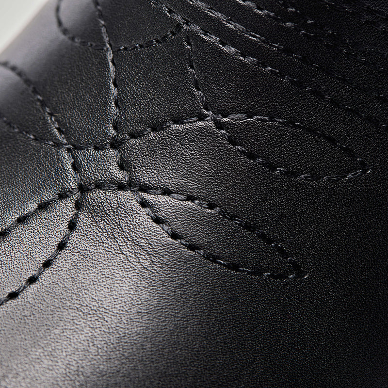 WINTU Long Chunky Western Boots - Long Boots - KOI Footwear - Black - Stitch Detail